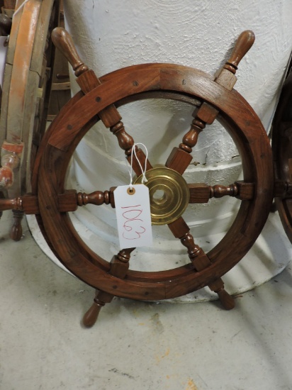 One Wooden Ships Wheel - Approx. 26"