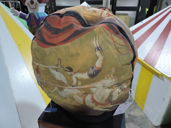 CIRCUS THEMED CLOTH OTTOMAN - Approx. 20" Across X 16" Tall