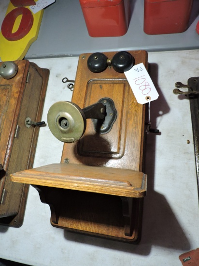 Antique Wall Mount Wooden Telephone - Missing Parts
