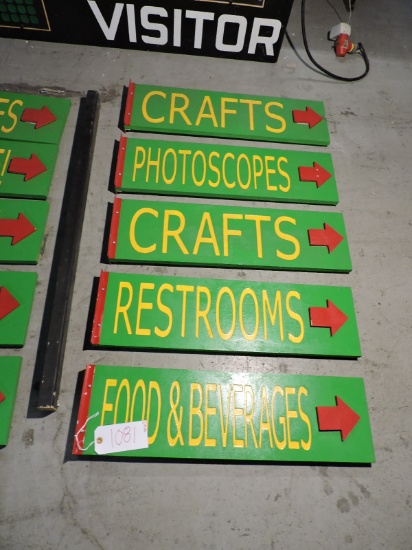 Lot of 5 Wooden Events Directional Signs - See Photo