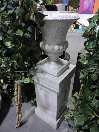 Greek Style Vase on a Pedestal / Approx 50" Tall X 14" Square