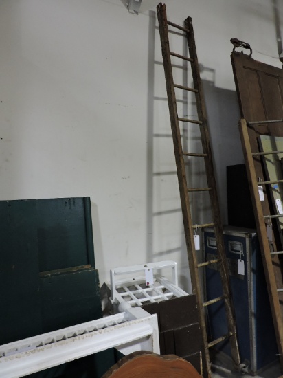Vintage 10-Foot Wooden Ladder - Note Damage - See Photo