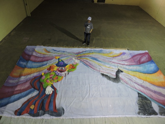 CIRCUS TENT with CLOWN' Backdrop - Approx 23' Wide X 13.5' Tall