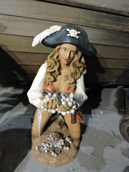 Lady Pirate Statue - Resin Construction. 27" Tall.