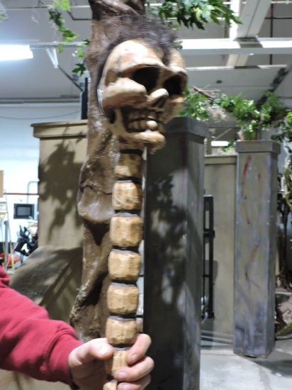 WITCH DOCTOR STAFF with SHRUNKEN SKULL - just under 6 Feet