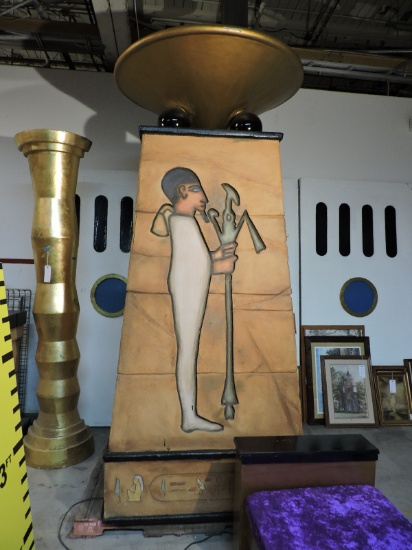 Large EGYPTIAN STYLE COLUMN with a FAUX FLAME ON TOP