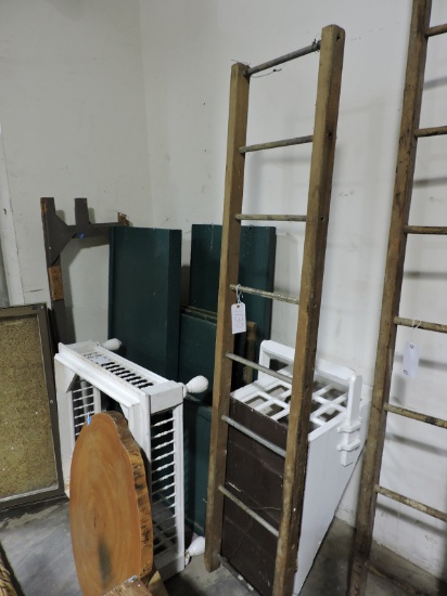 Vintage Wooden Ladder with Galvanized Rungs / 6-Foot