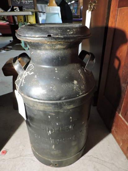 VINTAGE STEEL MIILK CANISTER / Crowley - Binghampton, NY