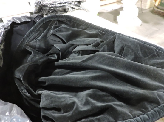 3 Large Bolts of Material - Black Velvet Like / Good Table Cloth