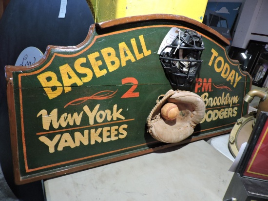 BROOKLYN DODGERS / NY YANKEES - GAME DAY WOODEN SIGN