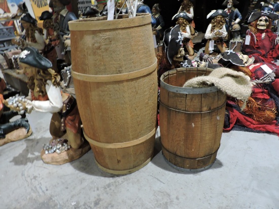 Pair of Rustic Barrels / One 19" Tall - One 30" Tall