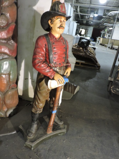 Old School FIREMAN Statue - Fiberglass - Approx. 42" - Has nicks
