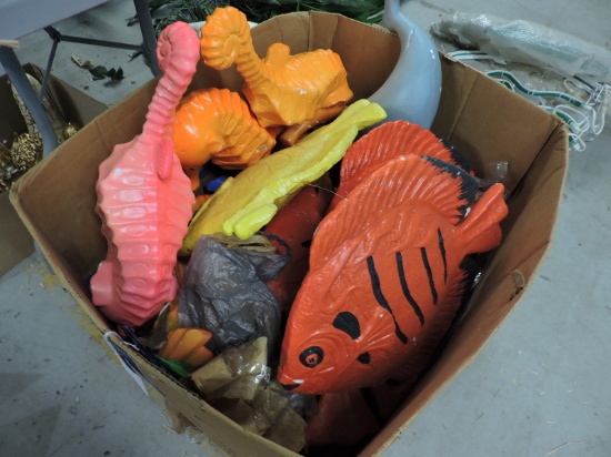 Large Lot of Over-Sized Foam Fish Props -- Box Full / A Couple Broken
