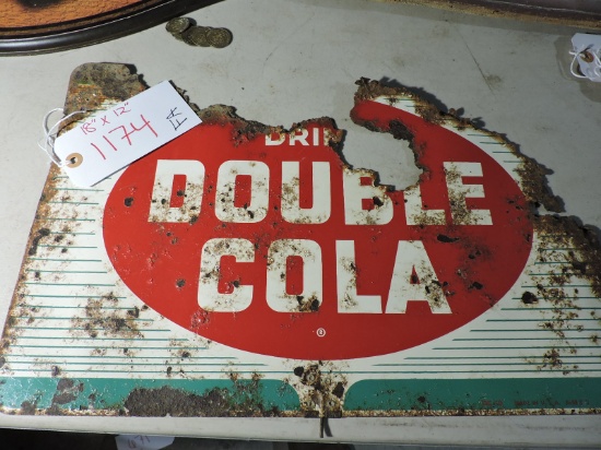 ANTIQUE - DRINK DOUBLE COLA Sign - in poor condition