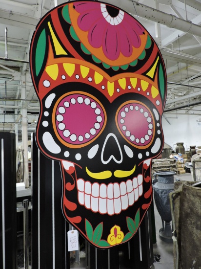 Giant DAY OF THE DEAD Hanging Skull Art -- Approx. 69" Tall