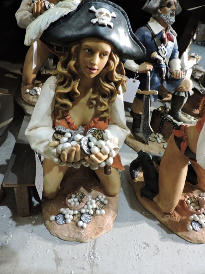 Lady Pirate Statue - Resin Construction. 27" Tall.