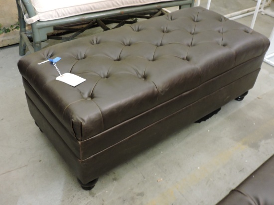 Large FAUX LEATHER TUFTED OTTOMAN - Approx. 48" X 24" X 18" Tall