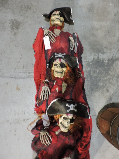 Set of 3 Skeleton Pirate Decorations / Top Half Only