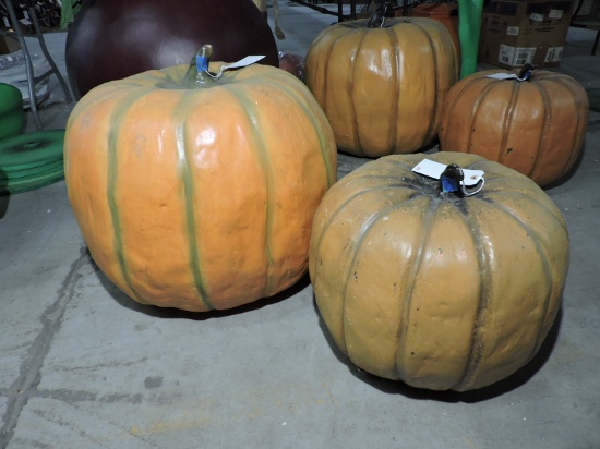 Pair of Faux Pumpkins / Fiberglass - 26" X 26" and 18" X 18"