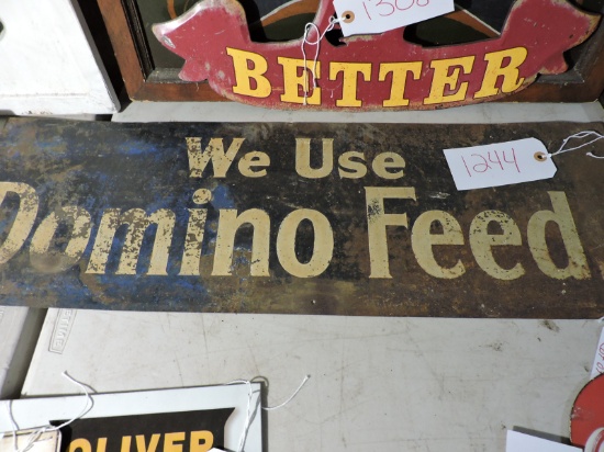 WE USE DOMINO FEEDS' - Antique Metal Sign