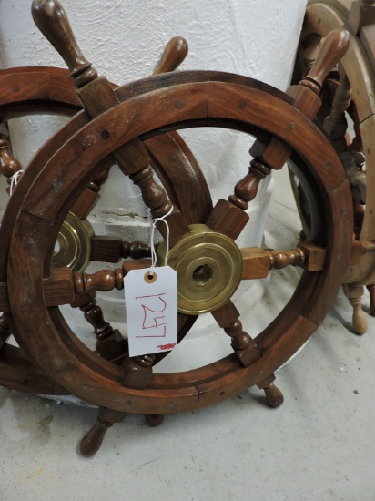 One Wooden Ships Wheel - Approx. 26"
