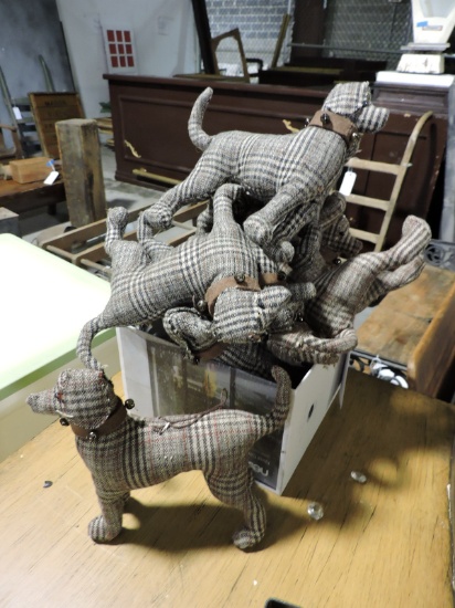 Lot of 9 'Plaid Stuffed Dogs' -- Approx. 7" Tall