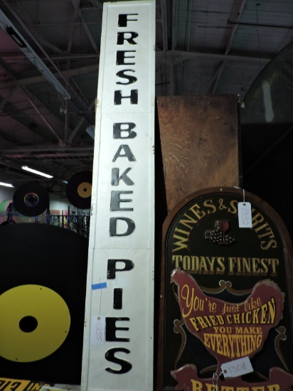 FRESH BAKED PIES - Large Tin Sign / Approx 80" Tall X 12" Wide