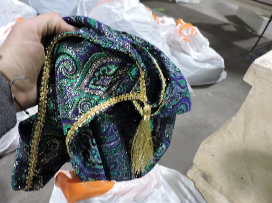 5 Large Bolts of Material - Shiny Paisley Blue Green / Fabric
