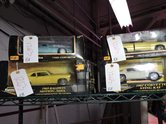 Lot of 4 TOY CARS - '67 Corvette, '96 Corvette, '69 Nova, '65 GTO