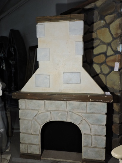 FAUX STONE FIREPLACE & CHIMNEY / Approx. 81" Tall X 54" Wide