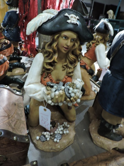 Lady Pirate Statue - Resin Construction. 27" Tall.