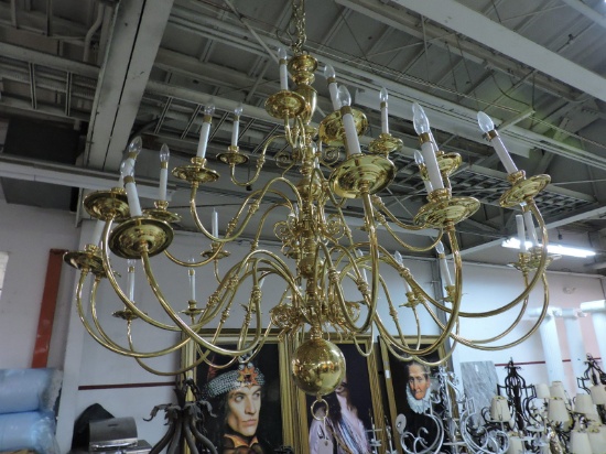 Large Brass-Finish Chandelier - Approx. 52" Wide X 52" Tall