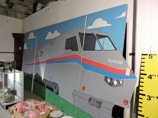HAND PAINTED AMTRAK TRAIN WALL ART / Approx 17' Wide X 8' Tall