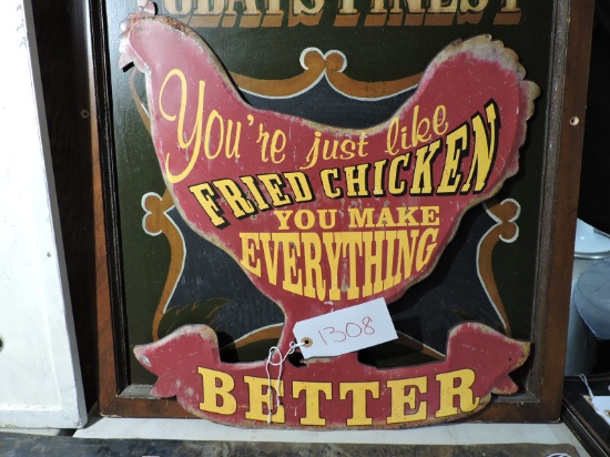 REPRODUCTION - FRIED CHICKEN SIGN - Metal