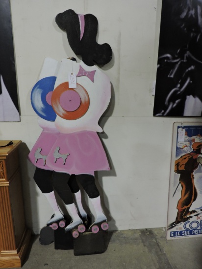 ROLLERSKATING GIRL CUT-OUT / No Base -- 82" Tall