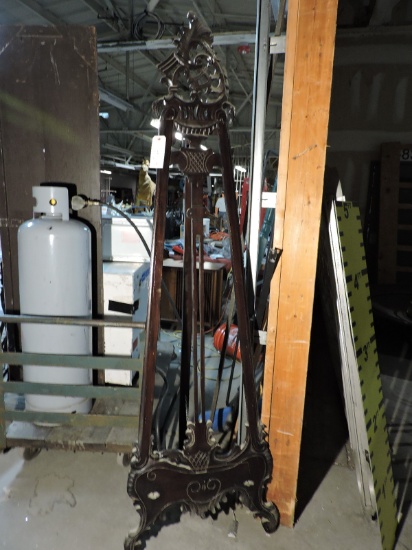 Large WOODEN EASEL - Ornate - Missing Bottom Cross Piece