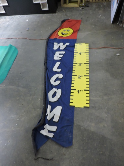 Fabric Welcome Sign with Smiley Face / Approx. 15' Tall X 28" Wide