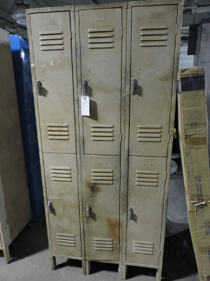 Set of 6 Tan Steel High School Lockers by PENCO