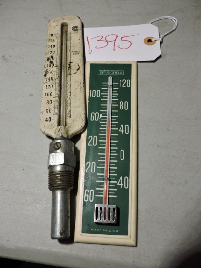 Pair of VINTAGE THERMOMETERS / One is Industrial - up to 280 degrees