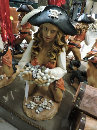 Lady Pirate Statue - Resin Construction. 27" Tall.