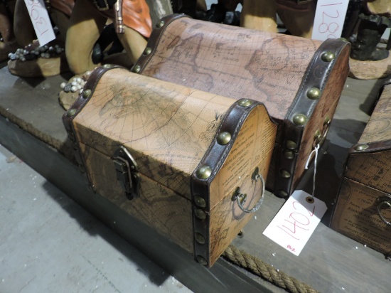 Pair of PIRATE TREASURE CHESTS / Large is 14" - Small is 11"
