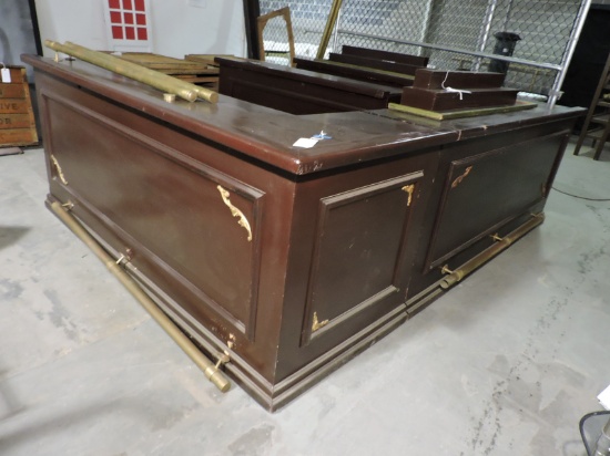 L-Shaped Formal Bar with Brass Foot Rails