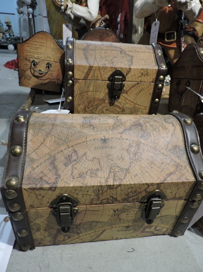 Pair of PIRATE TREASURE CHESTS / Large is 14" - Small is 11"