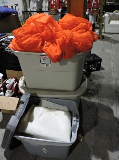 Lot of Large Orange Netting - 2 RubberMaid Containers
