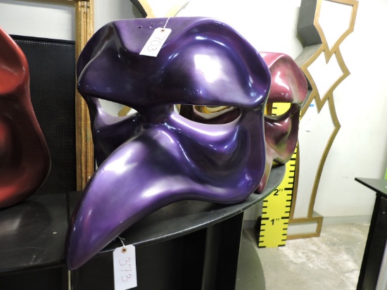 GIANT MARDI GRAS MASK - has block for mounting - PURPLE