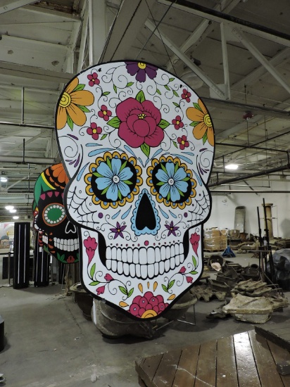 Giant DAY OF THE DEAD Hanging Skull Art -- Approx. 69" Tall