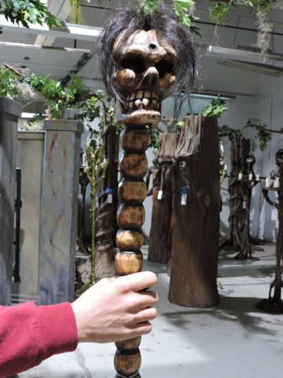 WITCH DOCTOR STAFF with SHRUNKEN SKULL - just under 6 Feet
