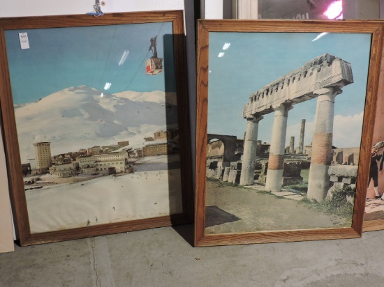 Lot of 4 FRAMED VINTAGE TRAVEL AGENCY POSTERS
