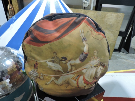 CIRCUS THEMED CLOTH OTTOMAN - Approx. 20" Across X 16" Tall