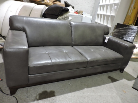 MODERN GRAY FAUX LEATHER SOFA - Excellent Condition
